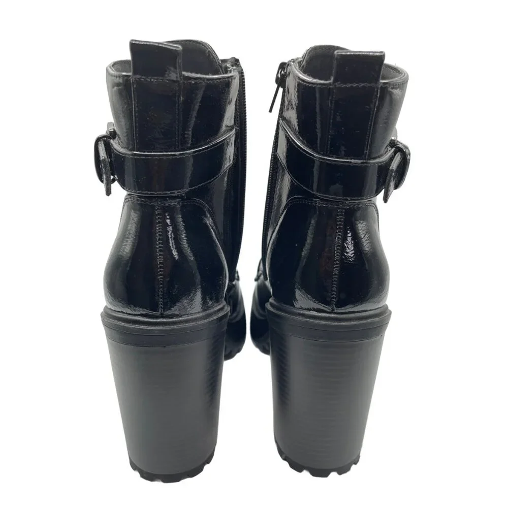 Women Black Lace-Up Boots Size 9 - Picture 2 of 4